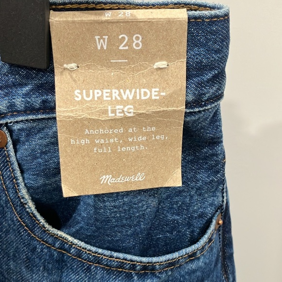 NWT Madewell Superwide-Leg Jeans, Sz 28, Medium-Dark Blue Wash - Picture 5 of 10